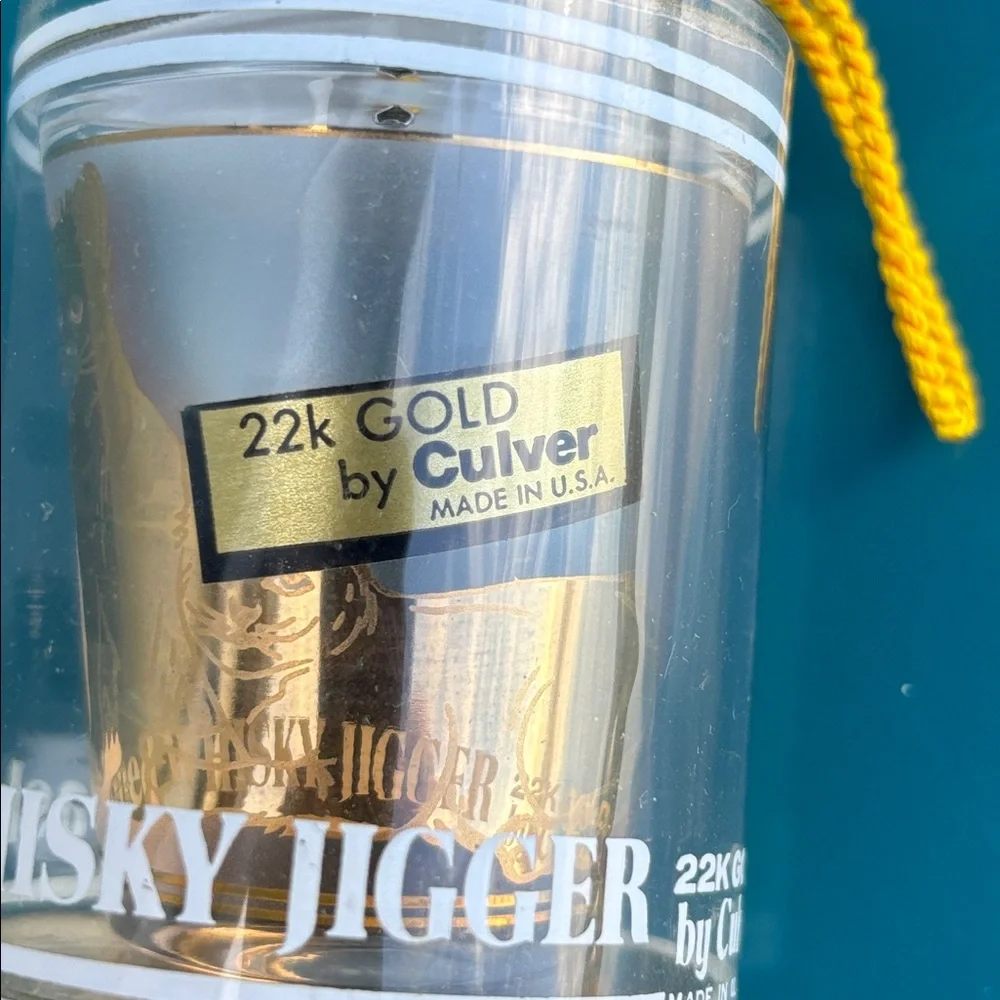 Culver Old Fashioned Whiskey Jigger 22K Gold Graphics